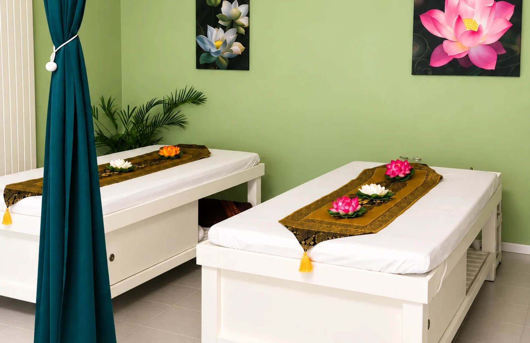 Massageraum bei Romyen Thai Massage Burgdorf mit zwei Massageliegen